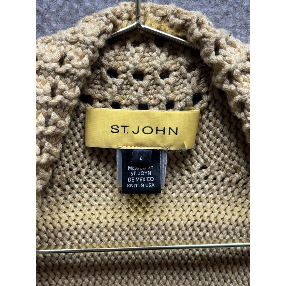 St. John Chunky Knit Silk Blend Open Front Cardigan Crop Length Large Luxury - Picture 2 of 4